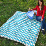 Blue And White Harlequin Pattern Print Quilt