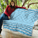 Blue And White Harlequin Pattern Print Quilt