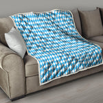 Blue And White Harlequin Pattern Print Quilt