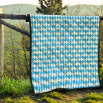 Blue And White Harlequin Pattern Print Quilt