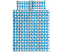 Blue And White Harlequin Pattern Print Quilt Bed Set