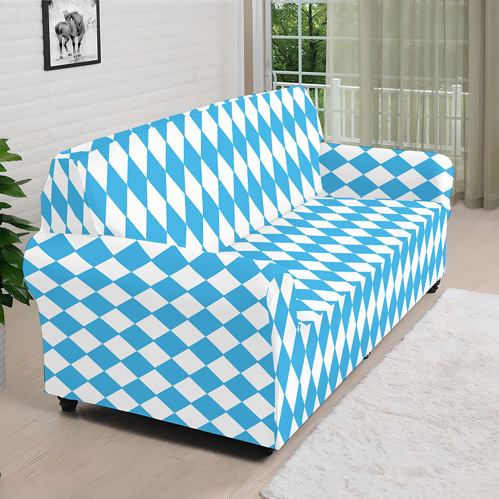 Blue And White Harlequin Pattern Print Sofa Cover