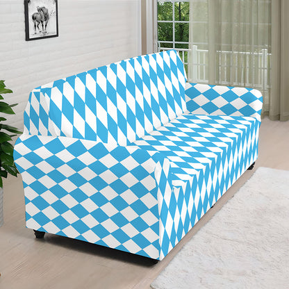 Blue And White Harlequin Pattern Print Sofa Cover