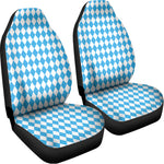 Blue And White Harlequin Pattern Print Universal Fit Car Seat Covers