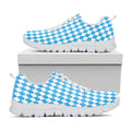 Blue And White Harlequin Pattern Print White Running Shoes