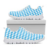 Blue And White Harlequin Pattern Print White Sneakers