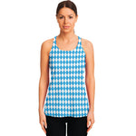 Blue And White Harlequin Pattern Print Women's Racerback Tank Top
