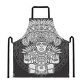 Blue And White Mayan Statue Print Apron