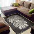 Blue And White Mayan Statue Print Floor Mat