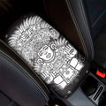 Blue And White Mayan Statue Print Car Center Console Cover