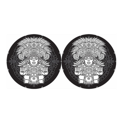 Blue And White Mayan Statue Print Car Coasters