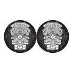 Blue And White Mayan Statue Print Car Coasters