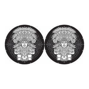 Blue And White Mayan Statue Print Car Coasters