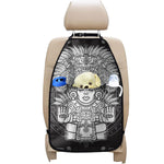 Blue And White Mayan Statue Print Car Seat Organizers