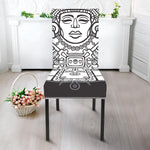 Blue And White Mayan Statue Print Dining Chair Slipcover