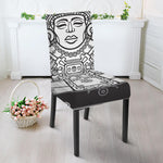Blue And White Mayan Statue Print Dining Chair Slipcover
