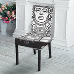 Blue And White Mayan Statue Print Dining Chair Slipcover