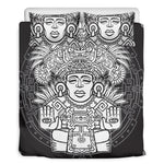 Blue And White Mayan Statue Print Duvet Cover Bedding Set