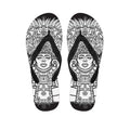 Blue And White Mayan Statue Print Flip Flops