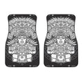 Blue And White Mayan Statue Print Front Car Floor Mats