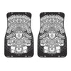 Blue And White Mayan Statue Print Front Car Floor Mats