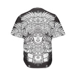 Blue And White Mayan Statue Print Men's Baseball Jersey