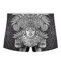 Blue And White Mayan Statue Print Men's Boxer Briefs