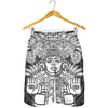 Blue And White Mayan Statue Print Men's Shorts