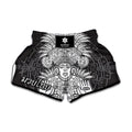 Blue And White Mayan Statue Print Muay Thai Boxing Shorts