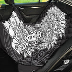 Blue And White Mayan Statue Print Pet Car Back Seat Cover