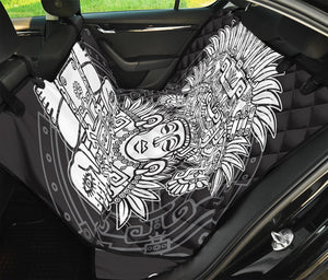 Blue And White Mayan Statue Print Pet Car Back Seat Cover