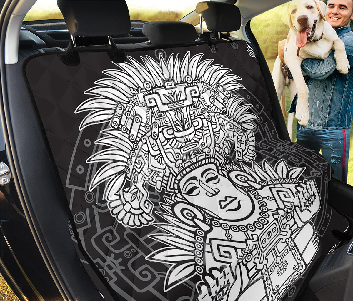 Blue And White Mayan Statue Print Pet Car Back Seat Cover