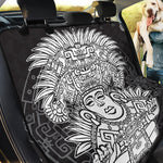 Blue And White Mayan Statue Print Pet Car Back Seat Cover