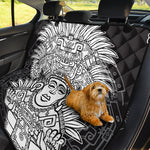 Blue And White Mayan Statue Print Pet Car Back Seat Cover