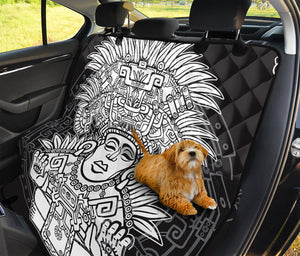 Blue And White Mayan Statue Print Pet Car Back Seat Cover