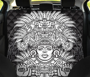 Blue And White Mayan Statue Print Pet Car Back Seat Cover