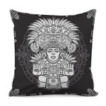 Blue And White Mayan Statue Print Pillow Cover