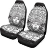 Blue And White Mayan Statue Print Universal Fit Car Seat Covers