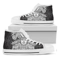 Blue And White Mayan Statue Print White High Top Sneakers