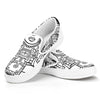 Blue And White Mayan Statue Print White Slip On Shoes