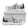 Blue And White Mayan Statue Print White Running Shoes