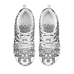 Blue And White Mayan Statue Print White Sneakers