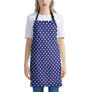 Blue And White Polka Dot Pattern Print Apron