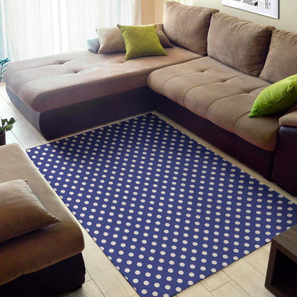 Blue And White Polka Dot Pattern Print Area Rug