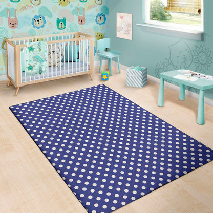Blue And White Polka Dot Pattern Print Area Rug