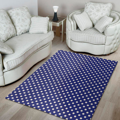 Blue And White Polka Dot Pattern Print Area Rug