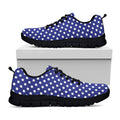 Blue And White Polka Dot Pattern Print Black Running Shoes