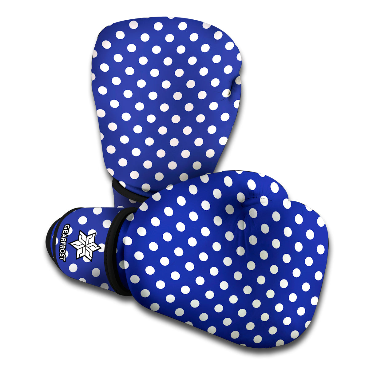 Blue And White Polka Dot Pattern Print Boxing Gloves