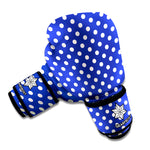 Blue And White Polka Dot Pattern Print Boxing Gloves