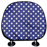 Blue And White Polka Dot Pattern Print Car Headrest Covers